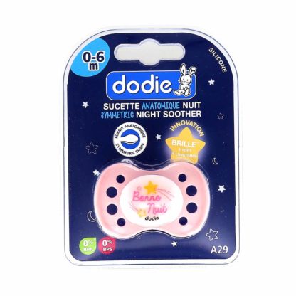 Dodie Sucette Anatomique Silicone Nuit 0-6 mois Bleu/Rose/Vert A29