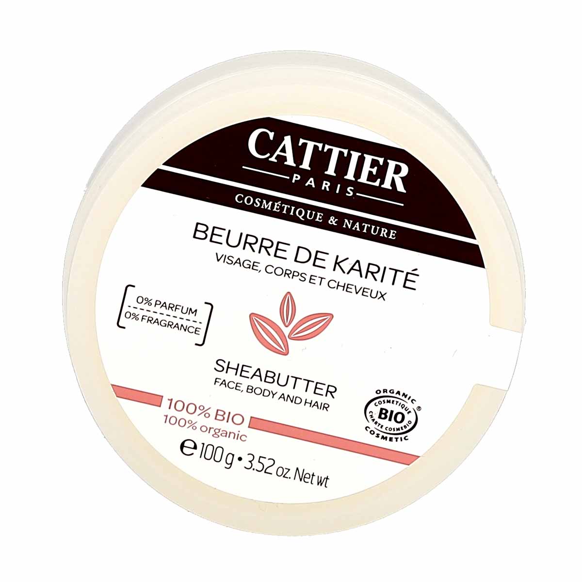 Cattier Beurre de Karité 100% Bio, pot de 100g - La Pharmacie de Pierre