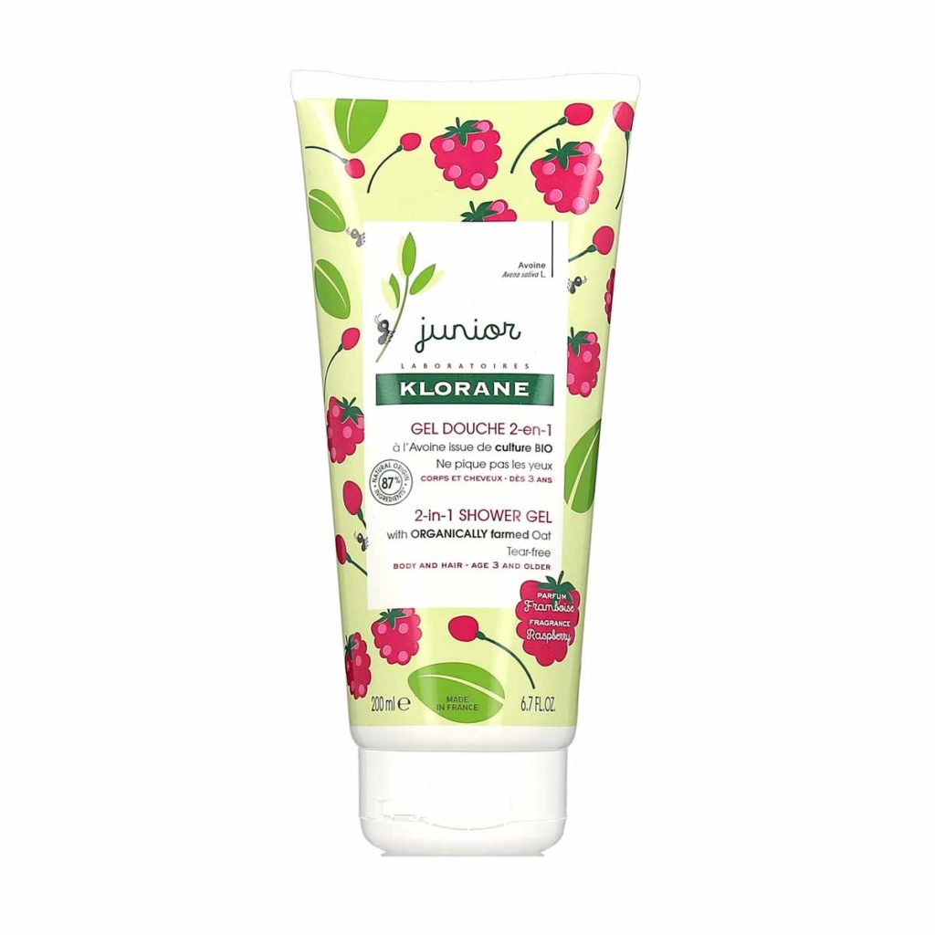 Klorane Junior Gel Douche 2 en 1 Corps et Cheveux à la Framboise, 1