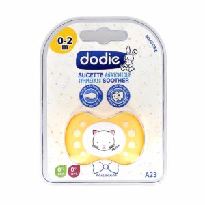 Dodie Sucette Anatomique Silicone 0-2 mois Chat Jaune A23