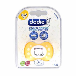 Dodie Sucette Anatomique Silicone 0-2 mois Chat Jaune A23