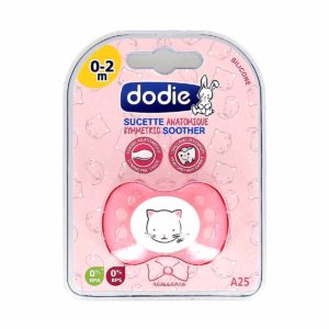 Dodie Sucette Anatomique Silicone 0-2 mois Chat Rose A25