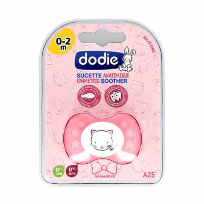 Dodie Sucette Anatomique Silicone 0-2 mois Chat Rose A25