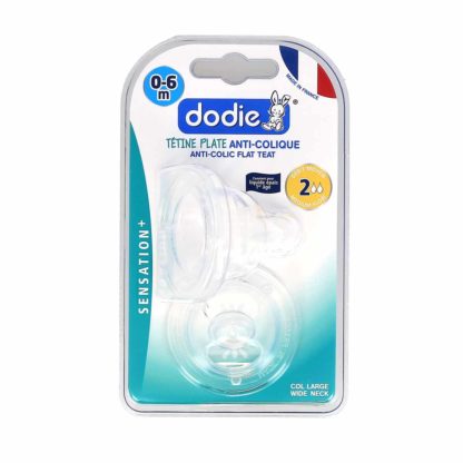 Dodie Tétines Plates Sensation+ Silicone Col Large 0-6 mois