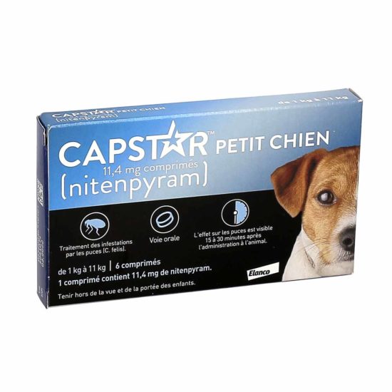Capstar 11,4mg AntiPuces Petit Chien, boite de 6 comprimés La