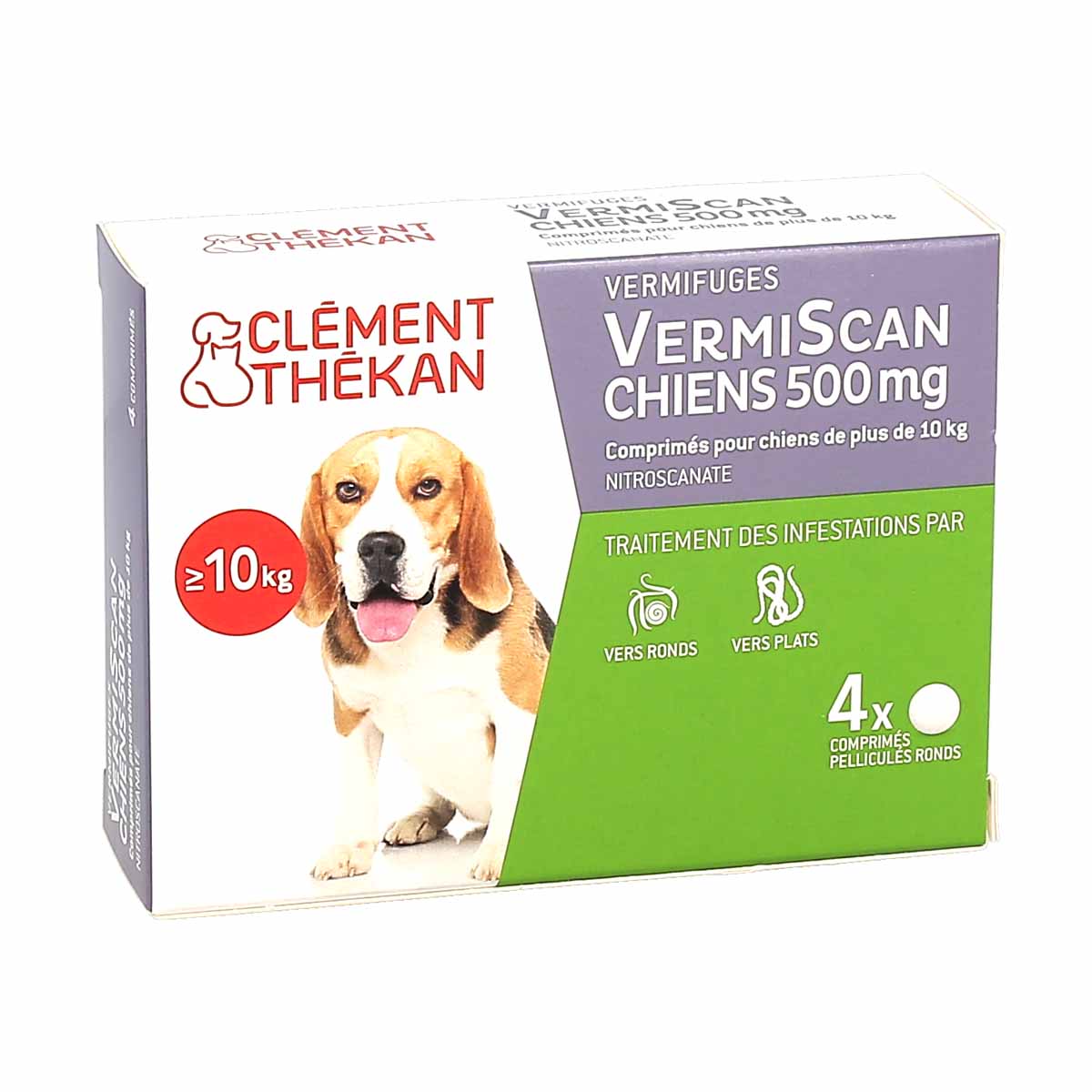 Clément Thekan Vermiscan Vermifuge pour Chiens de + de 10kg, boite de 4  compriméss - La Pharmacie de Pierre