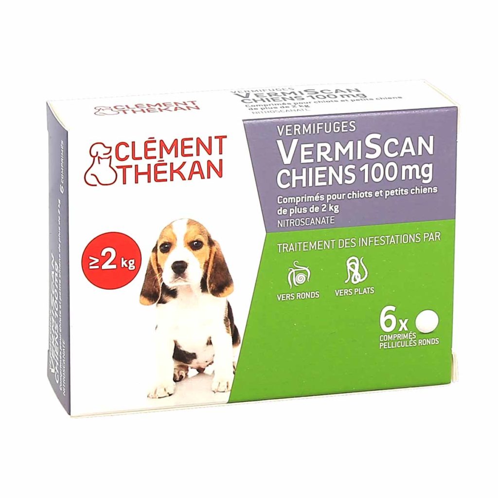 Clément Thekan Vermiscan Vermifuge pour Petits Chiens et Chiots, boite de 6 compriméss La