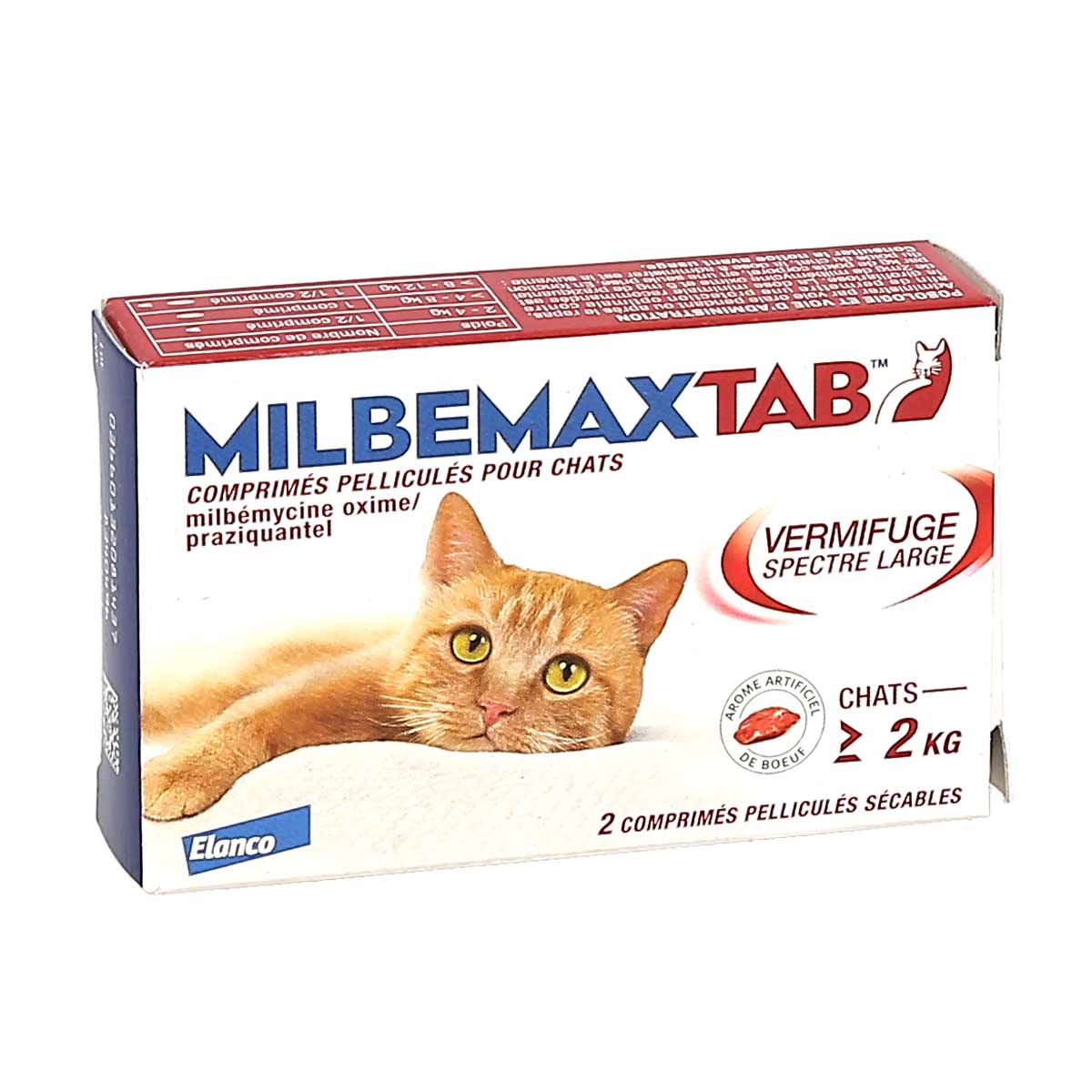 Milbemaxtab Vermifuge Chat de + de 2kg, boite de 2 comprimés - La Pharmacie  de Pierre