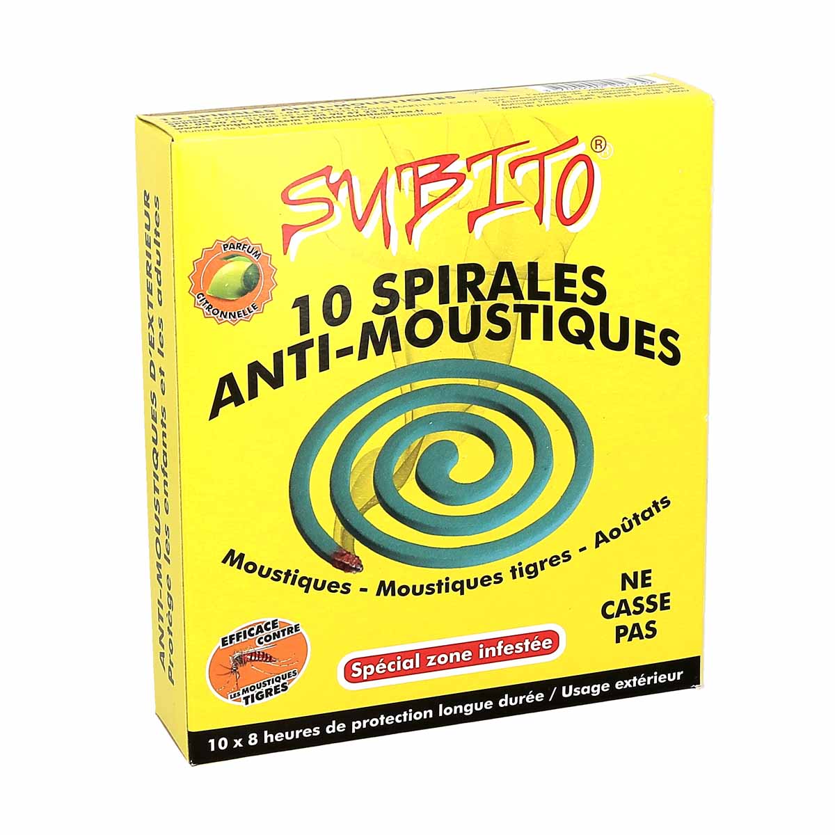 Subito Spirales Anti-Moustiques Spécial Zone Infestée, boite de 10 spirales