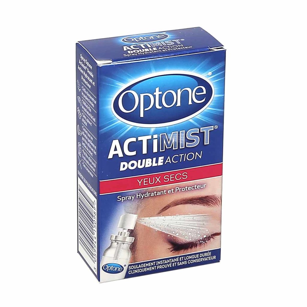 Optone Actimist Double Action Yeux Secs Spray Hydratant et Protecteur, spray de 10ml La