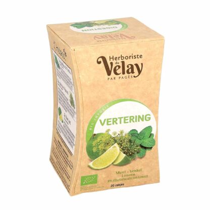 L'Herboriste du Velay Infusion Bio Menthe Fenouil à l'essence de Citron vert - Digestion 20 sachets