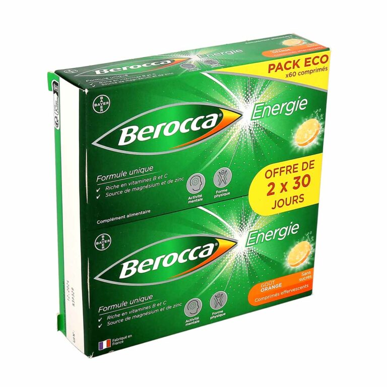 Berocca Énergie Goût Orange 60 Comprimés Effervescents Sans Sucres Pack Eco