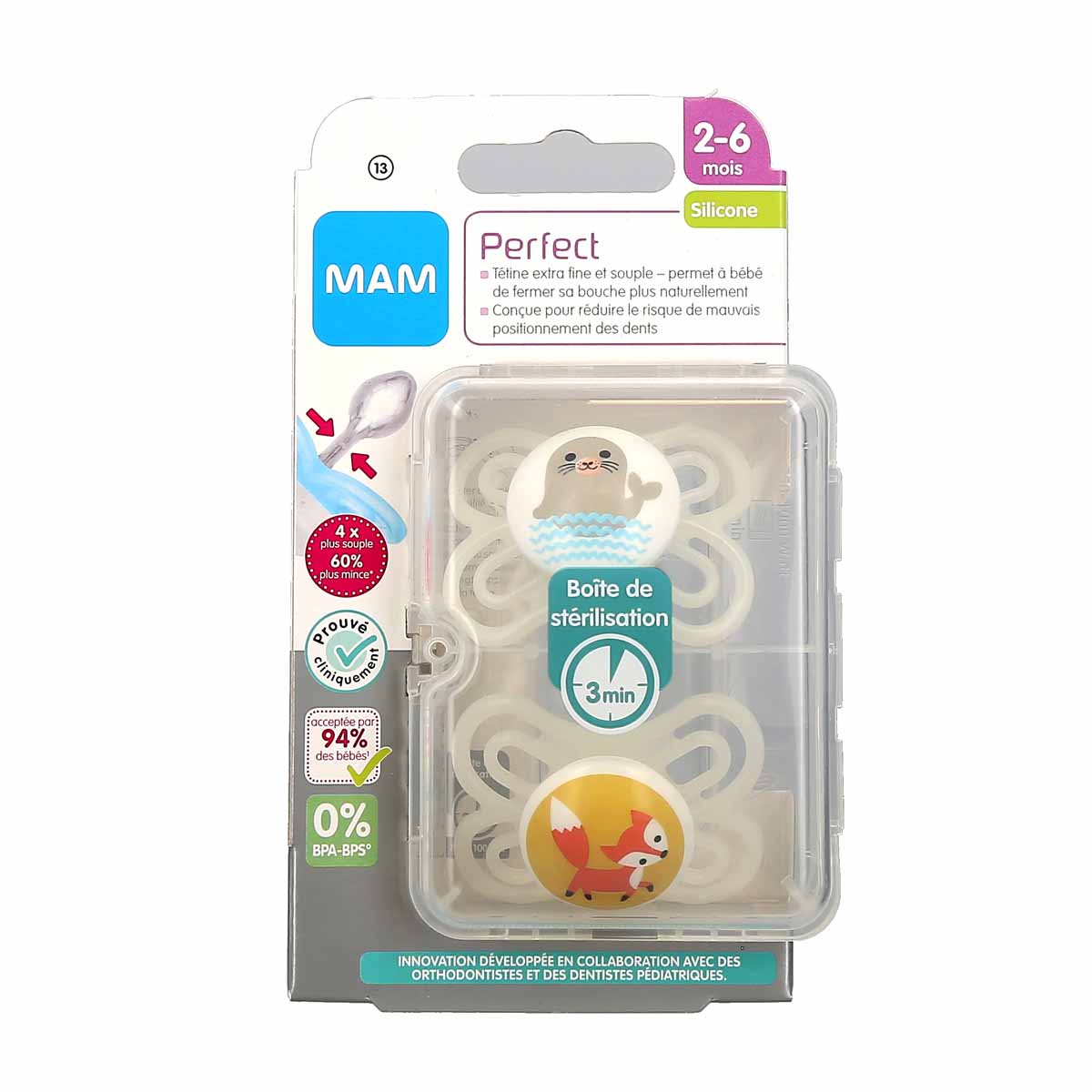 MAM 2 Sucettes silicone nature 2-6 mois