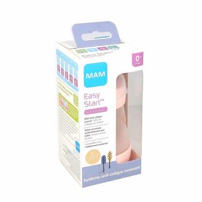 MAM Easy Start Biberon Anti-Colique Couleurs de la Nature 160ml 0 Mois et + Débit 1 - Couleur : Blush