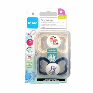 MAM Supreme 2 Sucettes Silicone 6 Mois et + - Modèle : Renard et Ours