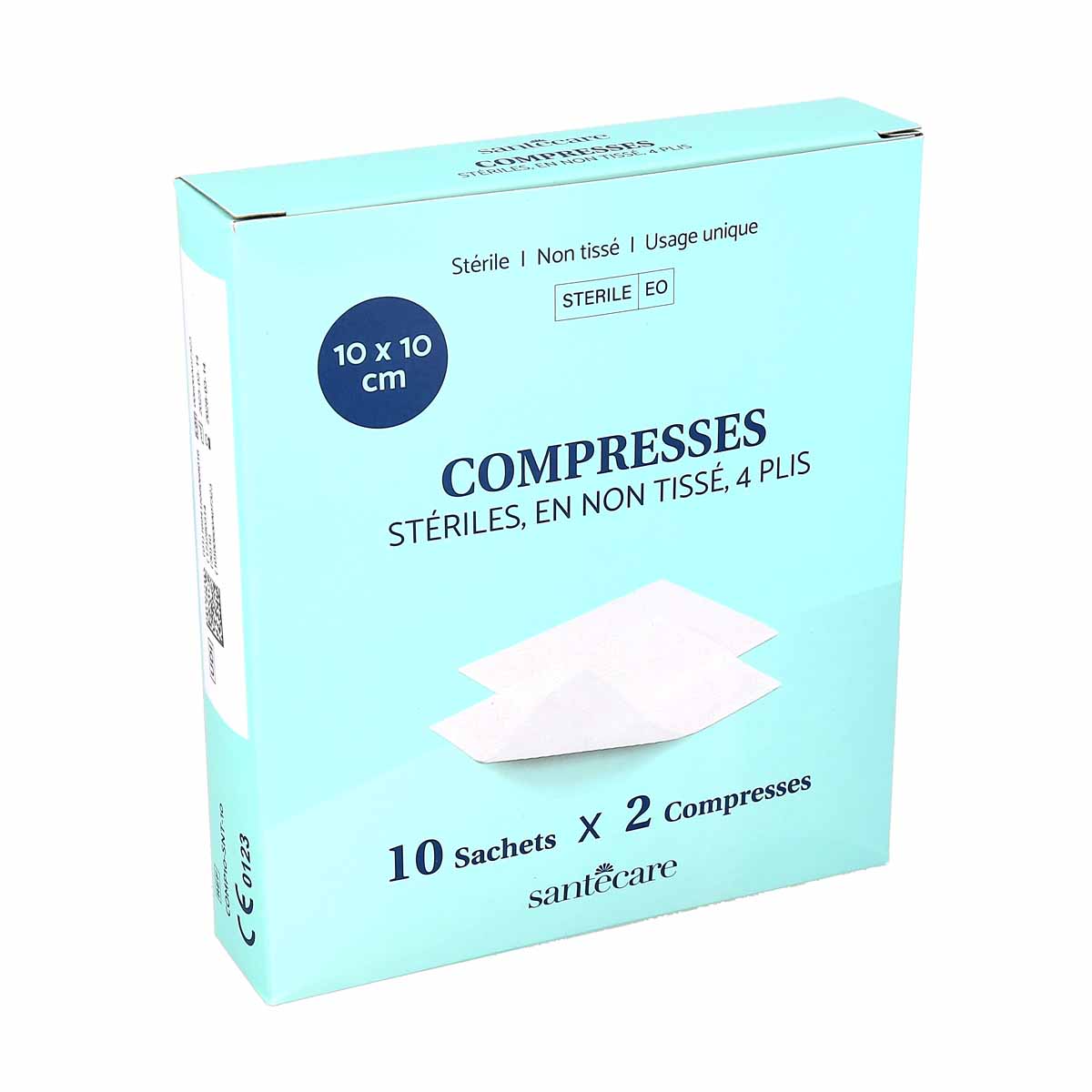 Santecare Compresses stériles, en non tissé, 4 plis - 10 sachets x 2  compresses - 10x10cm