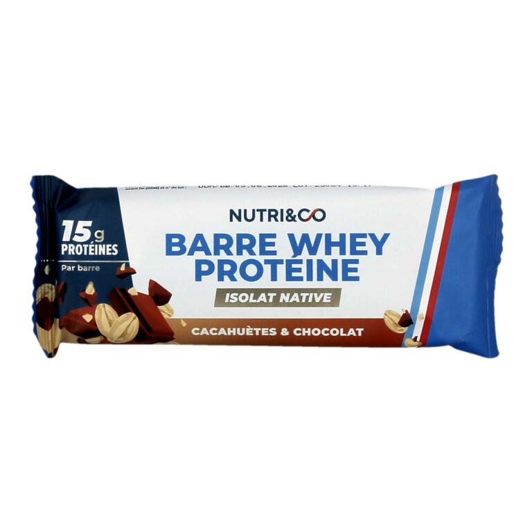 Nutri&Co Barre Whey Protéine Cacahuètes et Chocolat