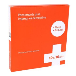 Pansements gras imprégnés de vaseline 10x10cm