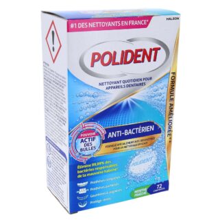 Polident Anti-Bactérien Nettoyant quotidien pour appareils dentaires