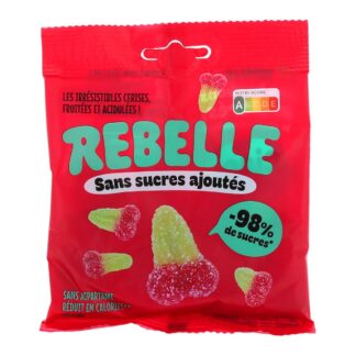 REBELLE Les Irrésistibles Cerises fruitées et acidulées, sans sucres ajoutés, goût cerise, sachet de 50g