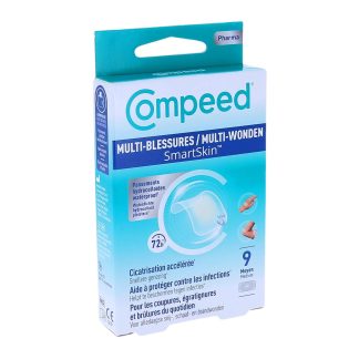 Compeed Multi-Blessures SmartSkin, Pansements hydrocolloïdes waterproof, taille : moyen (30x60mm), boite de 9 pansements