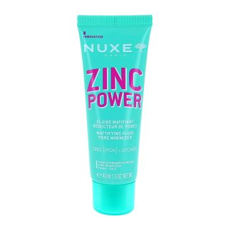 Nuxe Zinc Power Fluide Matifiant Réducteur de Pores, Peaux à tendance acnéique, Visage, tube de 40ml