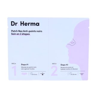 Dr Herma Patch Nez Anti-Points Noirs, Soin en 2 étapes, lot de 2 patchs (étape 1+ étape 2)
