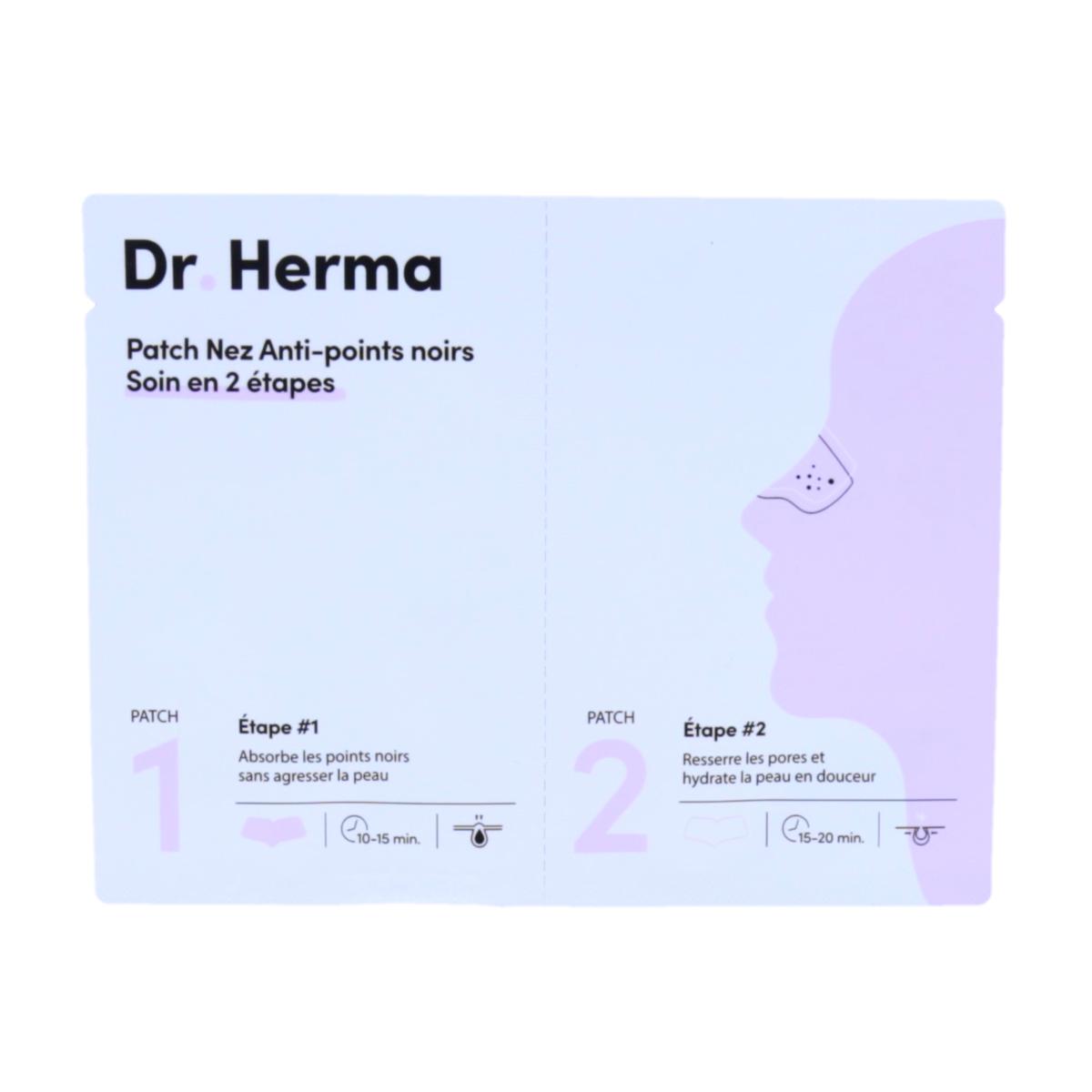 Dr Herma Patch Nez Anti-Points Noirs, Soin en 2 étapes, lot de 2 patchs (étape 1+ étape 2)