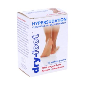 Dry-foot Hypersudation chronique ou occasionnelle, Effet longue durée, Assèche/Désodorise, boite de 12 sachets poudre
