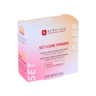 Erborian Set&Care Powder, Poudre libre fixatrice matifiante, Lisse/Floute/Matifie, boitier de 9,5g