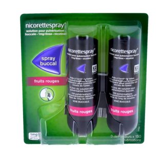 Nicorettespray Spray Buccal 1mg/dose-nicotine, fruits rouges, boite de 2 distributeurs (contenant 150 pulvérisations)