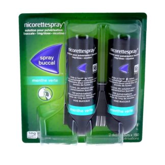 Nicorettespray Spray Buccal 1mg/dose-nicotine, menthe verte, boite de 2 distributeurs (contenant 150 pulvérisations)