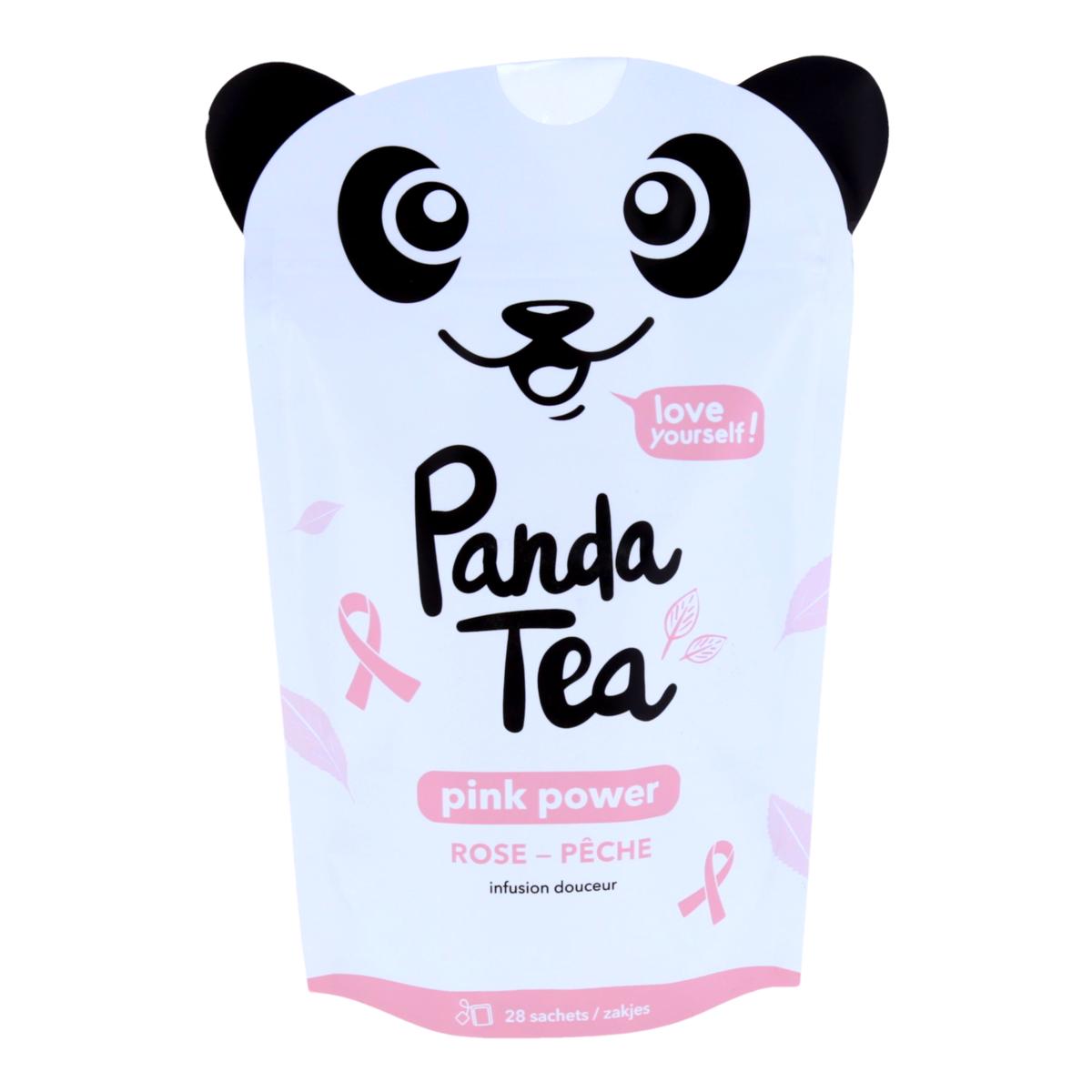 PANDA TEA Pink Power, Infusion Douceur, Rose/Pêche, 28 sachets
