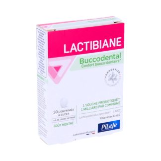 Pileje Lactibiane Buccodental, Confort bucco-dentaire, 15 à 30 jours de prise, goût menthe, boite de 30 comprimés à sucer